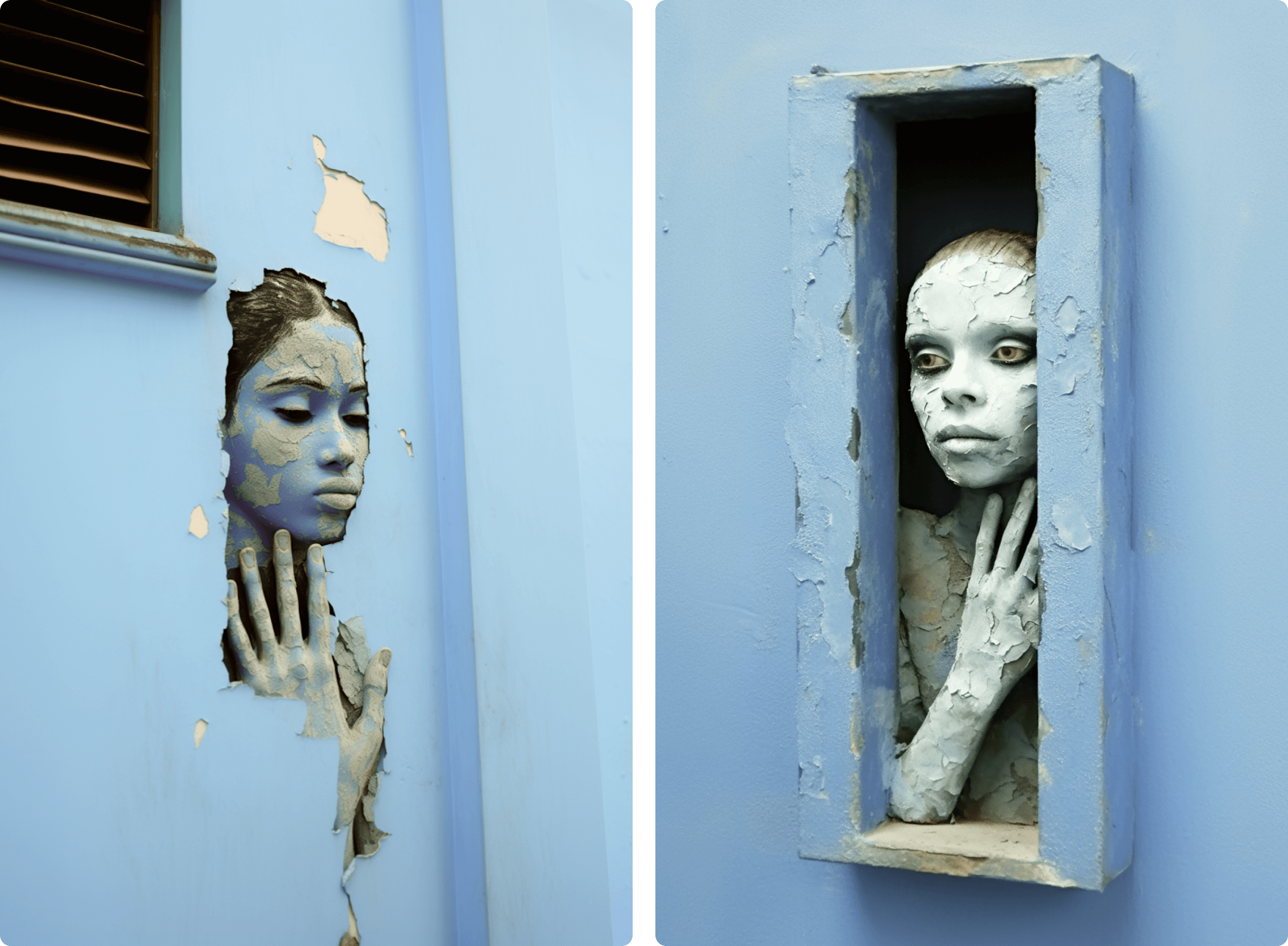 Murals in Blue, inspired by Banksy, Bild 15, Midjourney Exploration, Dirk Habenschaden