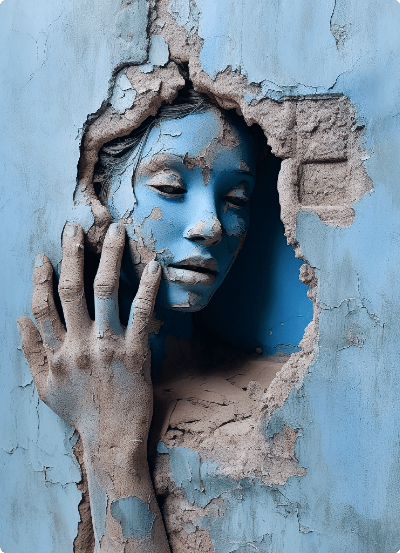 Murals in Blue, inspired by Banksy, Bild 17, Midjourney Exploration, Dirk Habenschaden