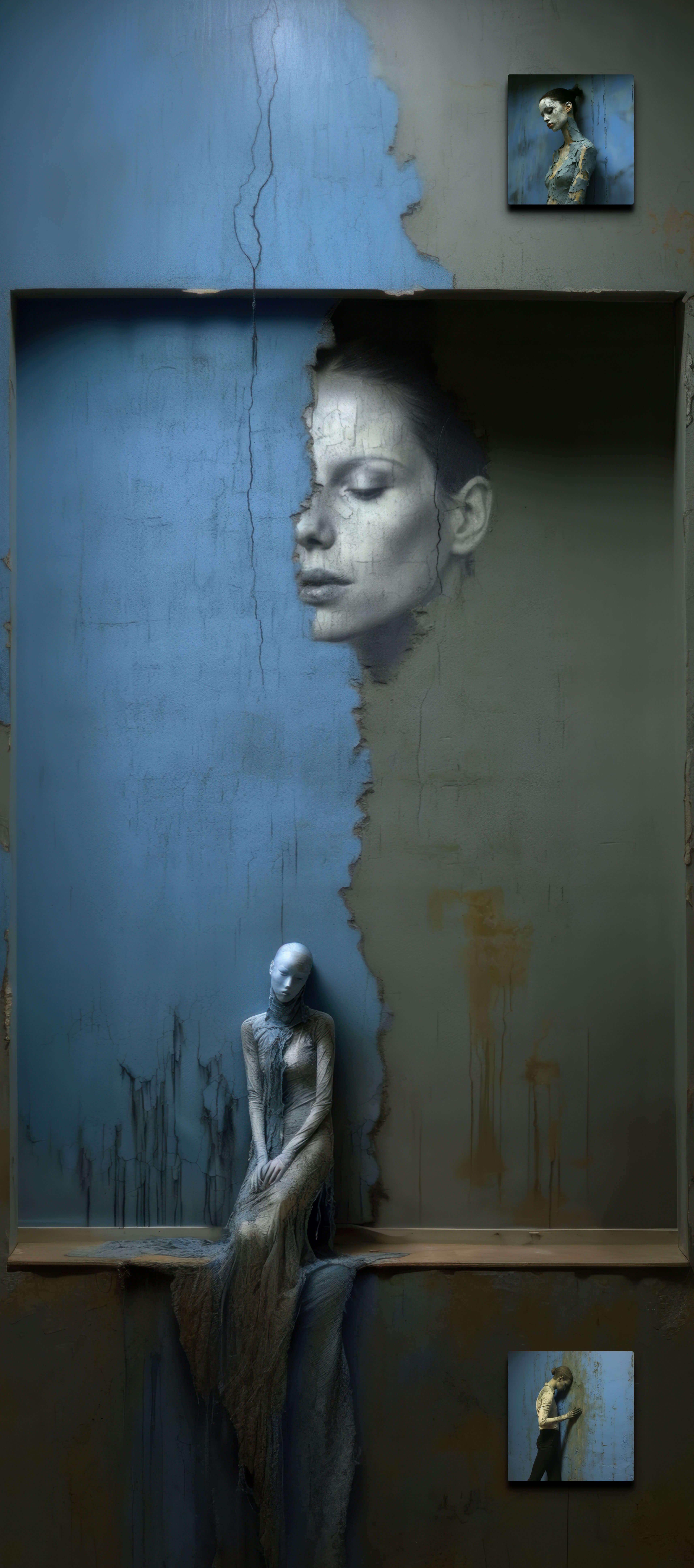 Murals in Blue, inspired by Mark Demsteader, Bild 18, Midjourney Exploration, Dirk Habenschaden