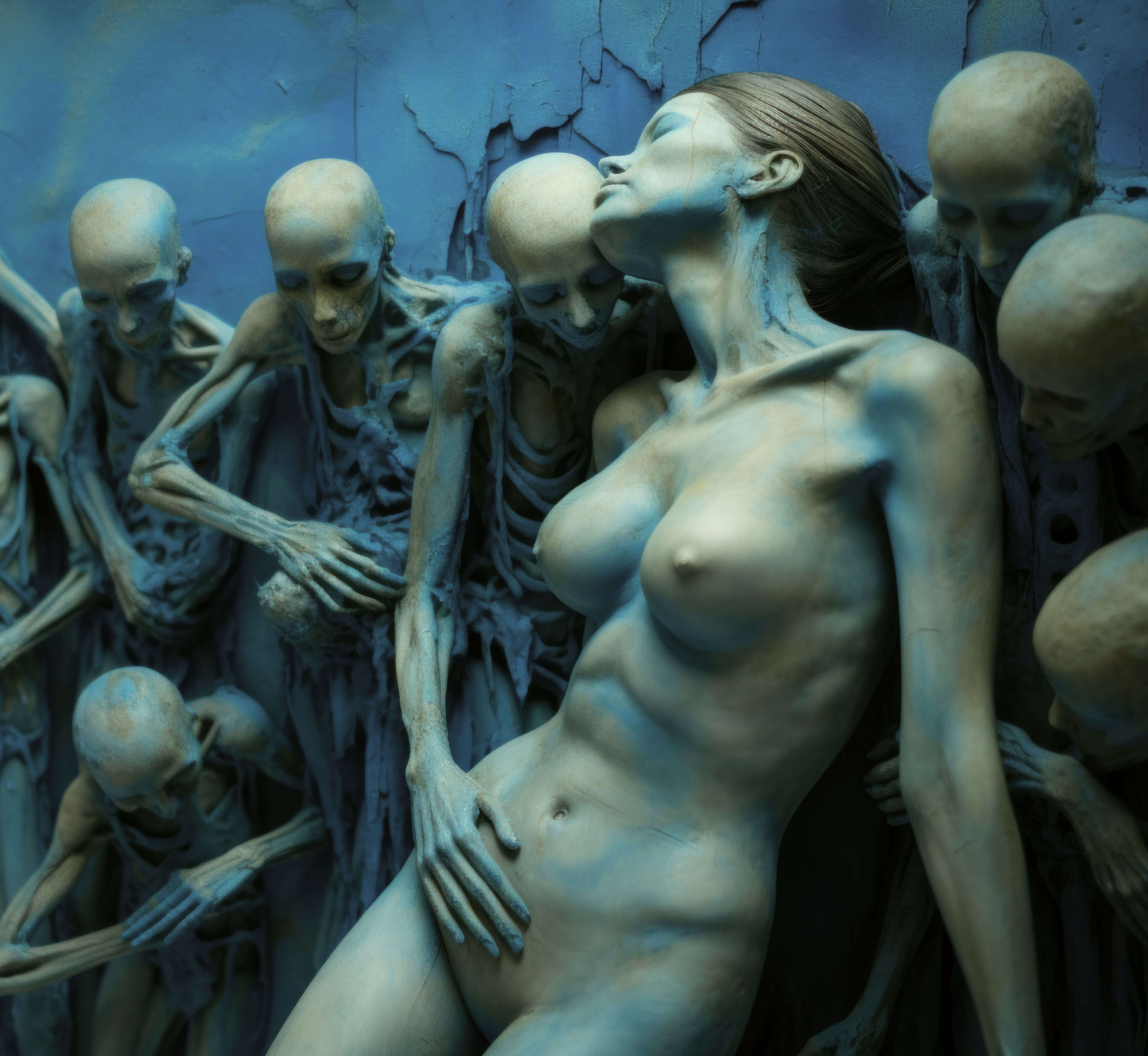 Murals in Blue, Post Modern Gothic, Bild 19, Midjourney Exploration, Dirk Habenschaden