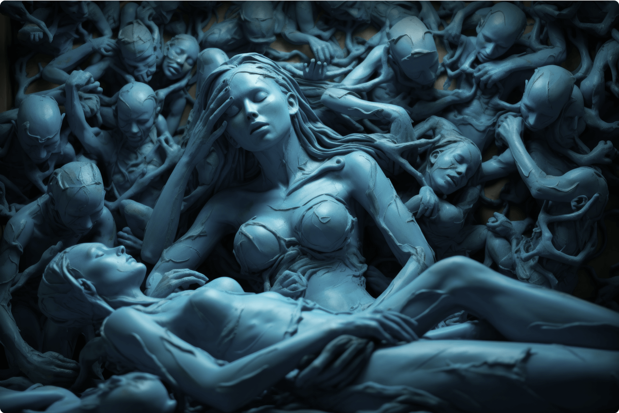Murals in Blue, Post Modern Gothic, Bild 25, Midjourney Exploration, Dirk Habenschaden