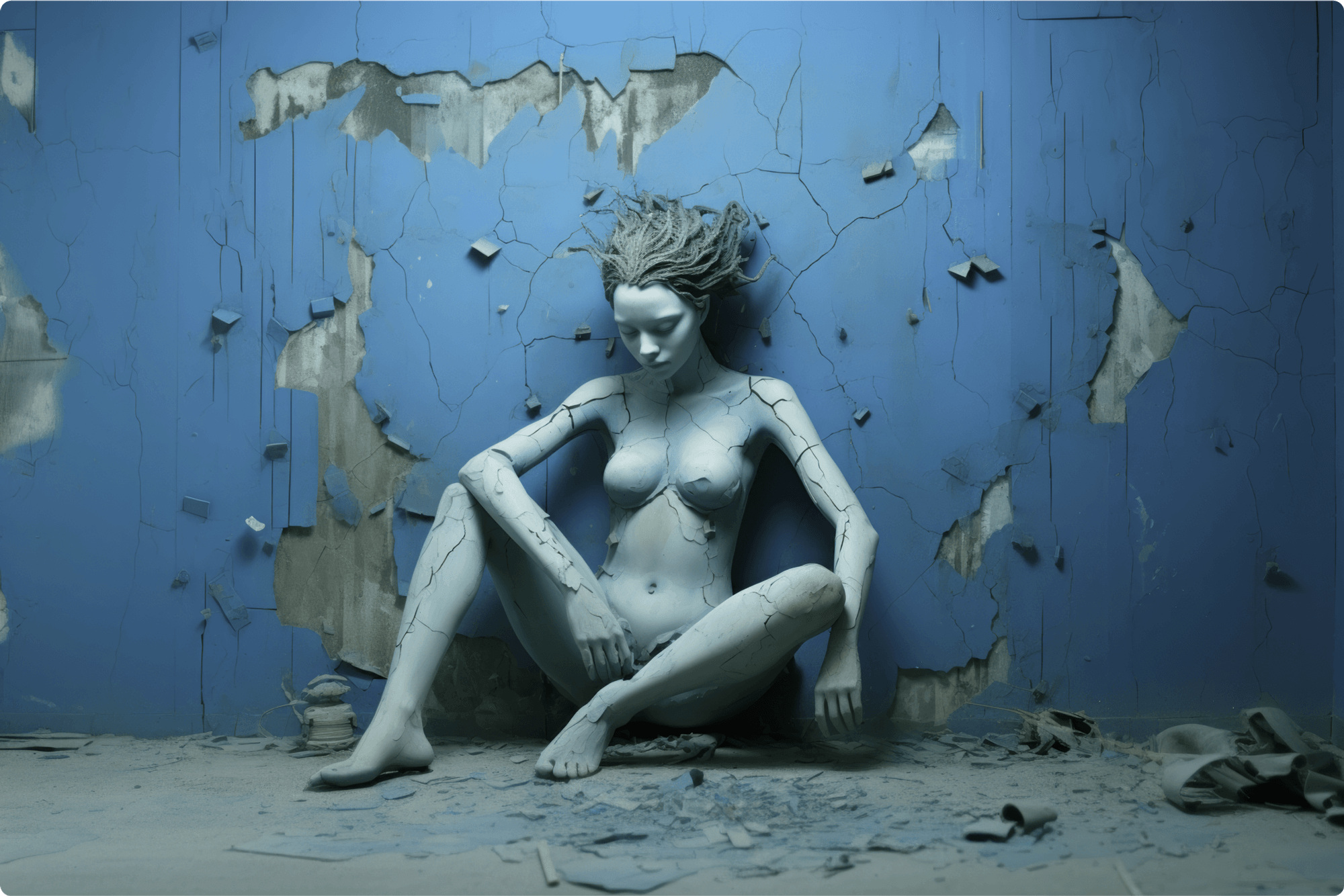Murals in Blue, Post Modern Gothic, Bild 28, Midjourney Exploration, Dirk Habenschaden