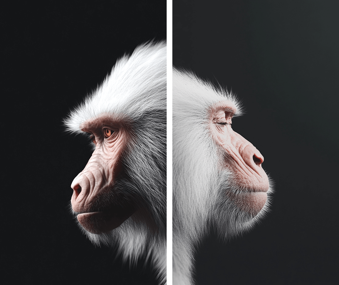 The code of apes, --sref 1056112643, Bild 03, midjourney explorations, Dirk Habenschaden