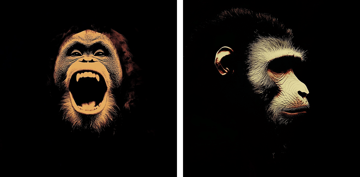The code of apes, --sref 3067073667, Bild 20, midjourney explorations, Dirk Habenschaden