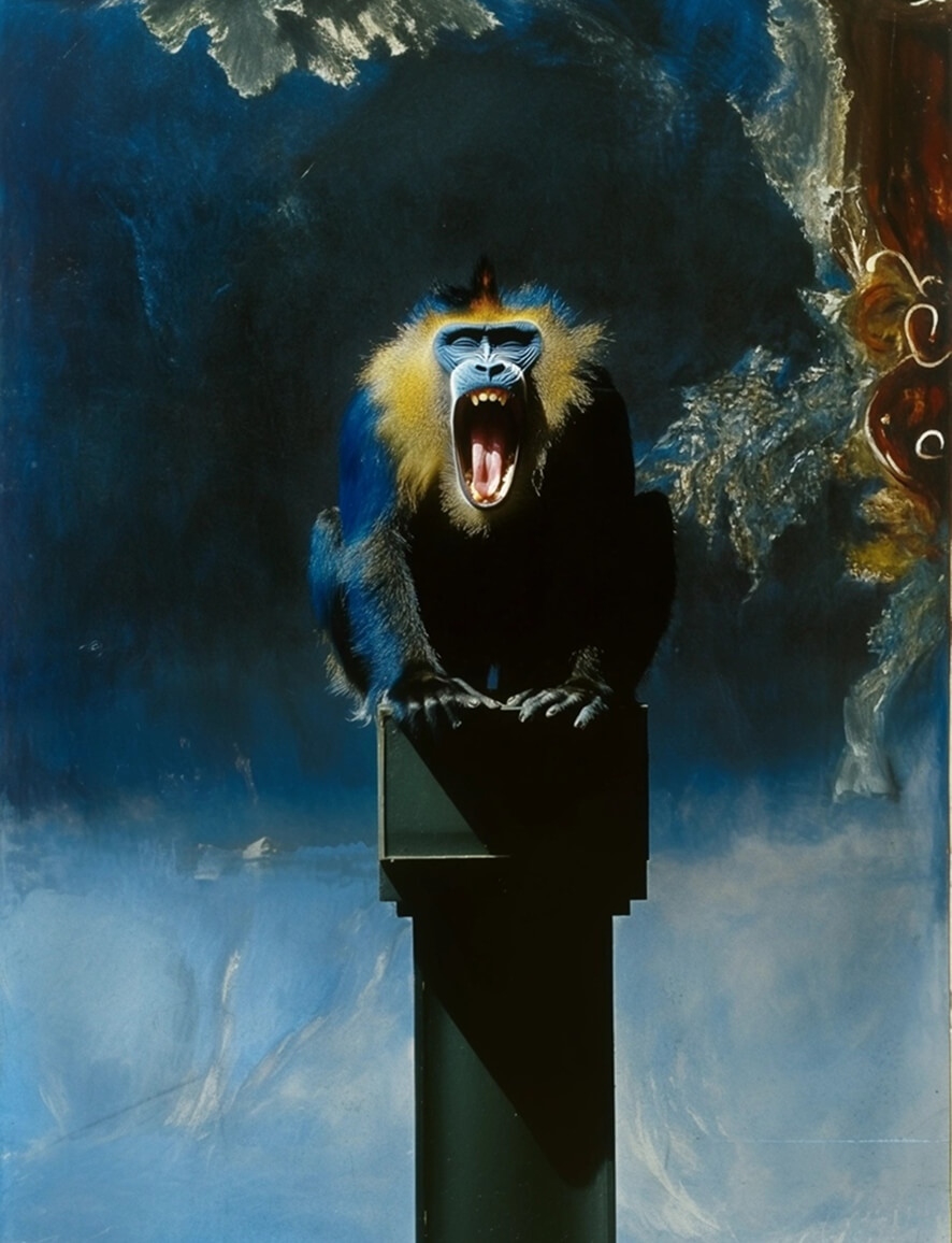 The code of apes, --sref 3776380501, Bild 33, midjourney explorations, Dirk Habenschaden