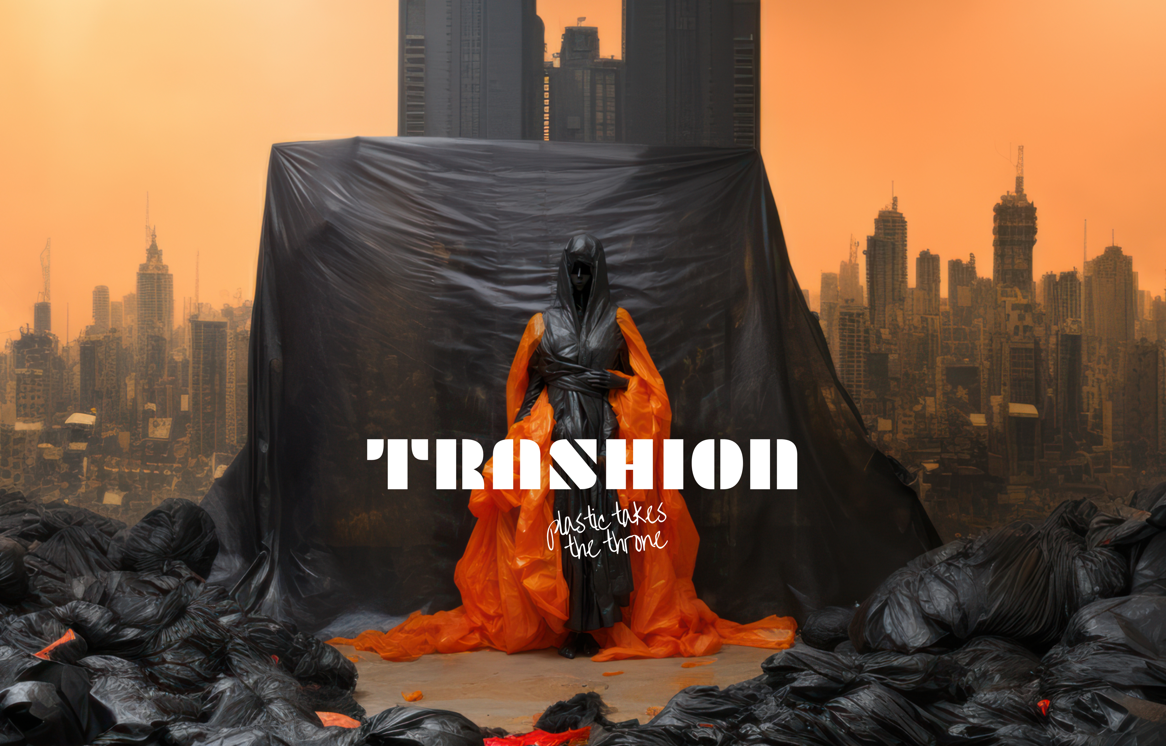 TRASHION — plastic takes the throne, Titelbild, Midjourney Exploration, Dirk Habenschaden