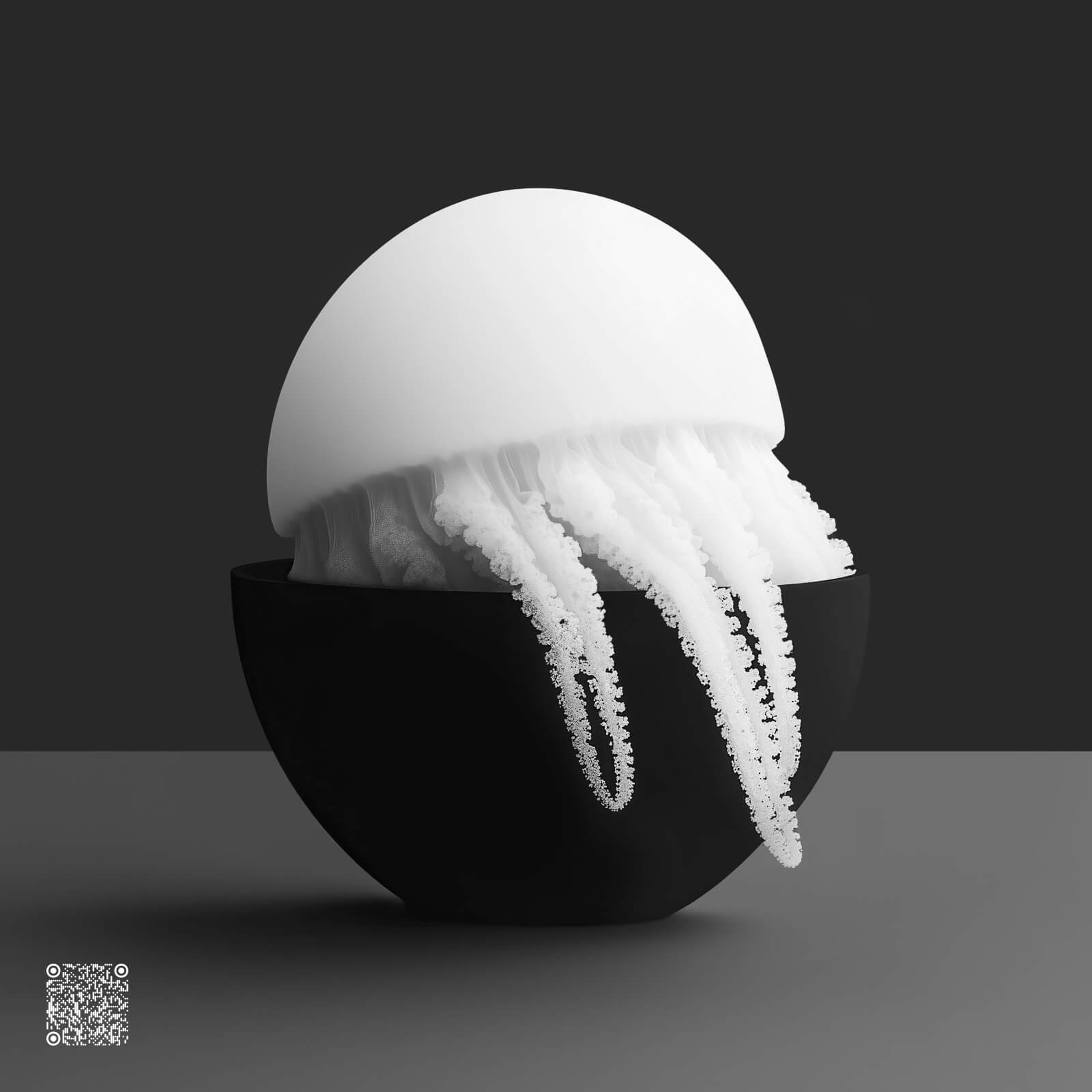 BOWL – KI-generierte Schwarz-Weiß-Kunst aus der Serie Poetry in Black and White